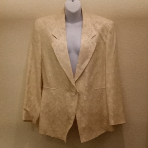 Tahari Cream Brocade Single Breasted Blazer - Picture 2 of 14